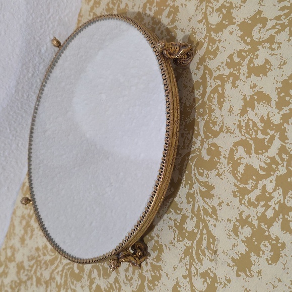 Vintage Stylebuilt Accessories Cherub Footed Vanity Mirror Tray 10R - Picture 2 of 8